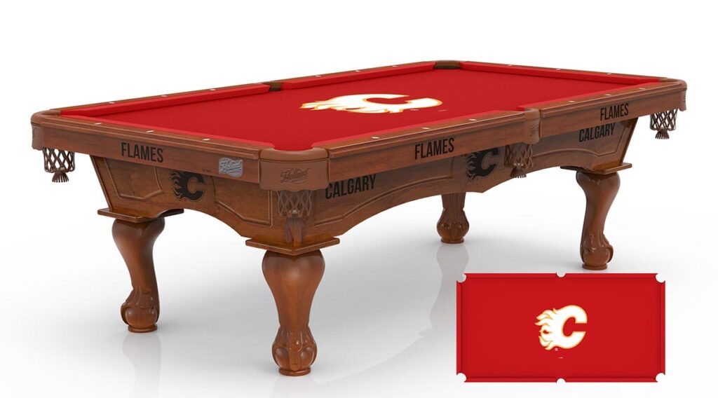 Calgary Flames Logo Pool Table 8Foot NHL Billiard Table