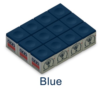 SILVER CUP BILLIARD CHALK CUBE “BLUE” Dozen Box